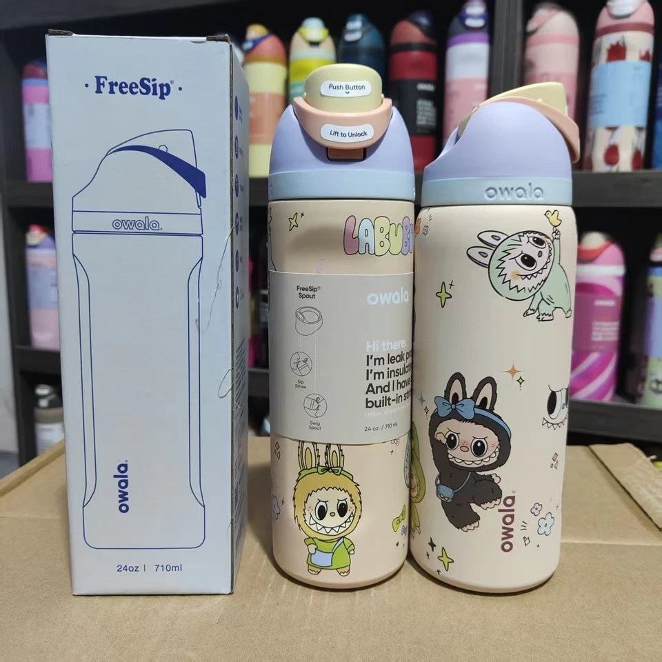 Limited Edition New Owala Labubu Cream Water Bottle FreeSip 32oz