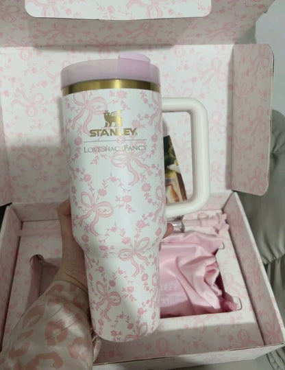 Stanley x LoveShackFancy Quencher H2.0 FlowState 40oz Tumbler Coquette Bow