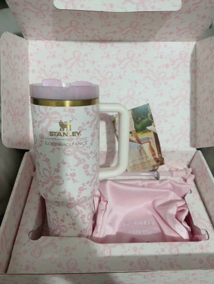 Stanley x LoveShackFancy Quencher H2.0 FlowState 40oz Tumbler Coquette Bow