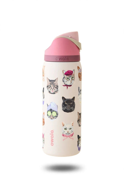 Limited Edition Owala 32oz FreeSip Cat Collage Blush Pink Catwala Bottle Exclusive New - Hydrate Hub