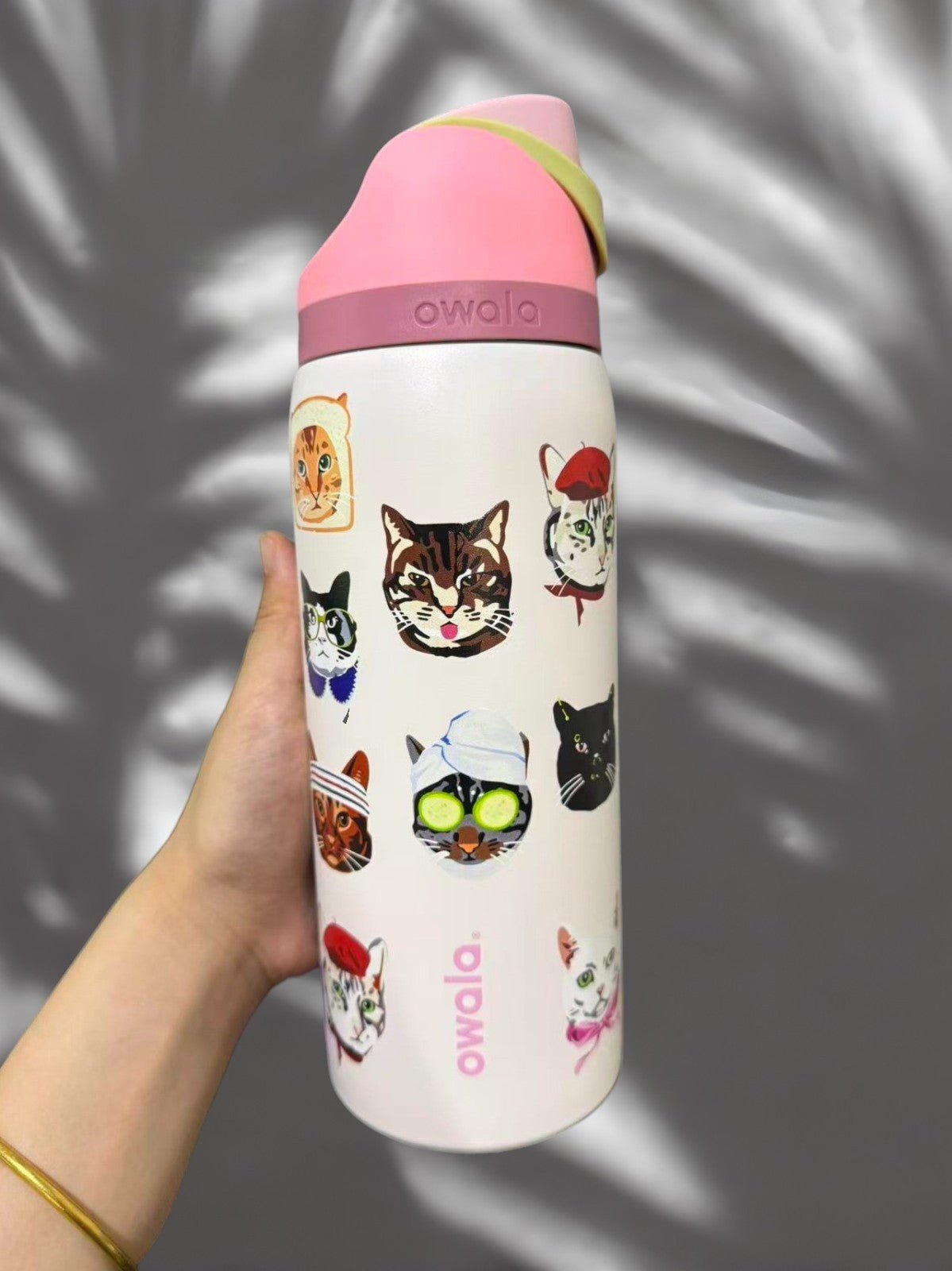 Limited Edition Owala 32oz FreeSip Cat Collage Blush Pink Catwala Bottle Exclusive New - Hydrate Hub