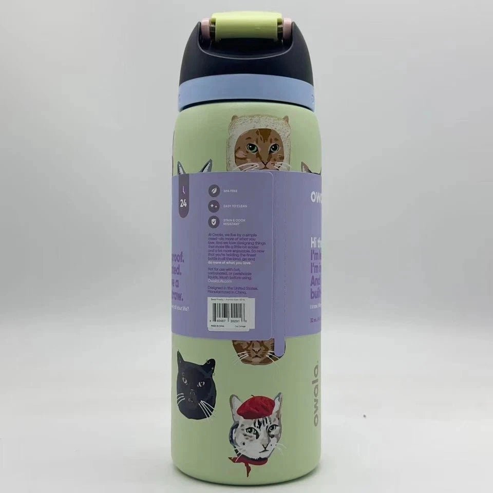 Limited Edition New Owala 32oz FreeSip Cat Collage Catwala Bottle