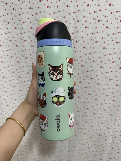 Limited Edition New Owala 32oz FreeSip Cat Collage Catwala Bottle