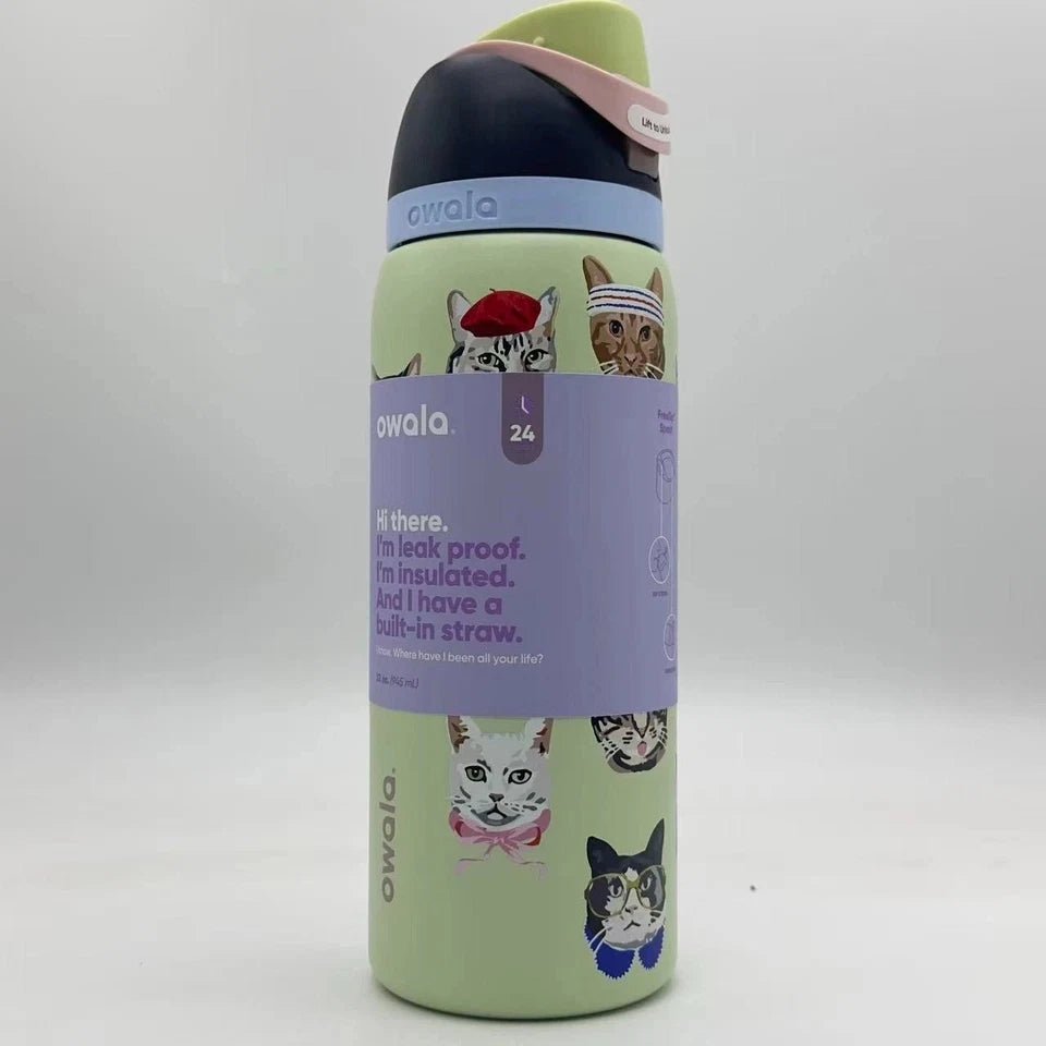 Limited Edition New Owala 32oz FreeSip Cat Collage Catwala Bottle