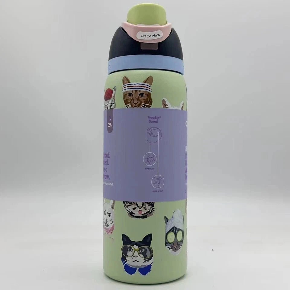 Limited Edition New Owala 32oz FreeSip Cat Collage Catwala Bottle