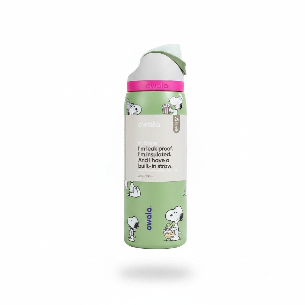 New Green Snoopy Water Bottle Owala 32oz Stainless Steel Exclusive Edition - Hydrate Hub
