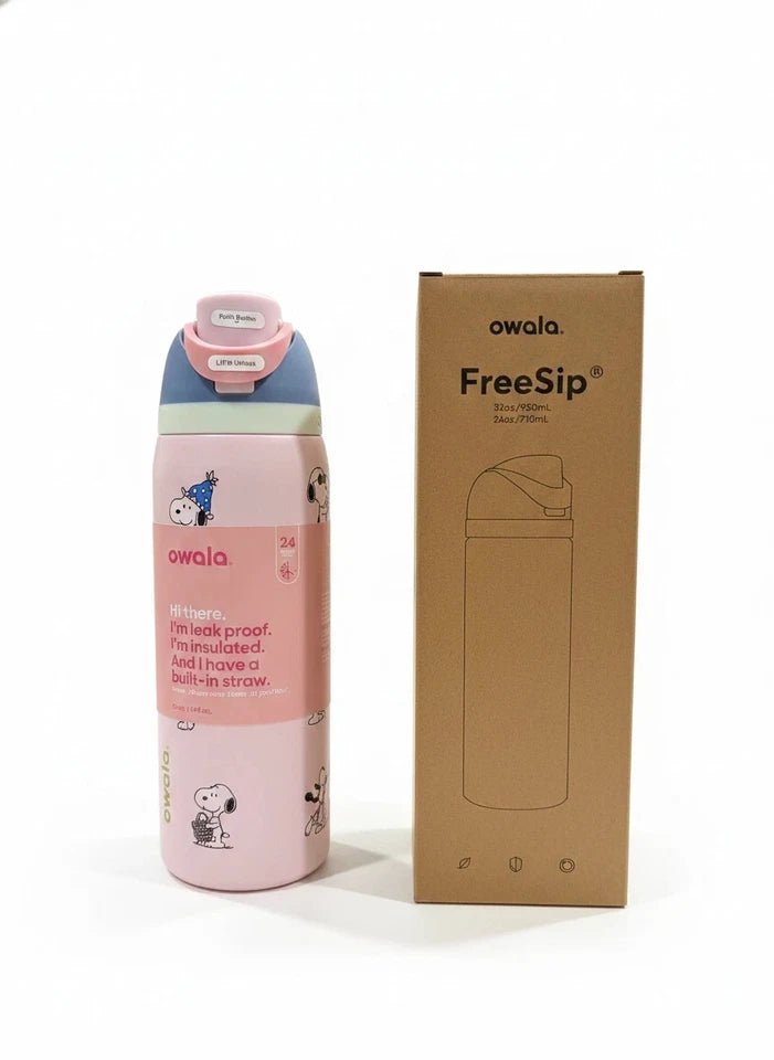 New Snoopy Owala 32oz Cherry Pink Water Bottle Stainless Steel Exclusive Edition - Hydrate Hub