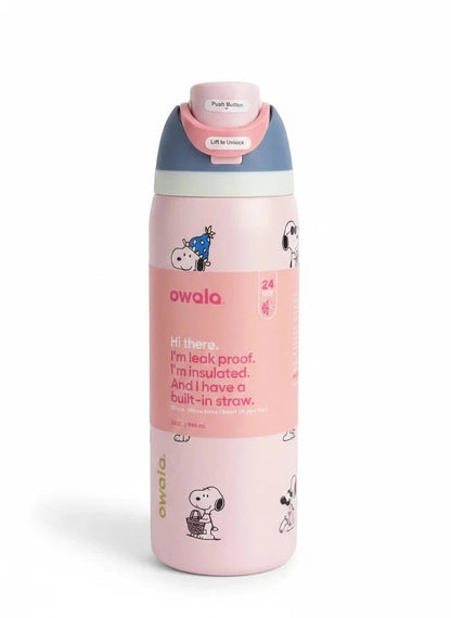 New Snoopy Owala 32oz Cherry Pink Water Bottle Stainless Steel Exclusive Edition - Hydrate Hub