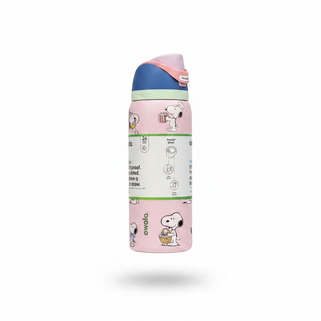 New Snoopy Owala 32oz Cherry Pink Water Bottle Stainless Steel Exclusive Edition - Hydrate Hub