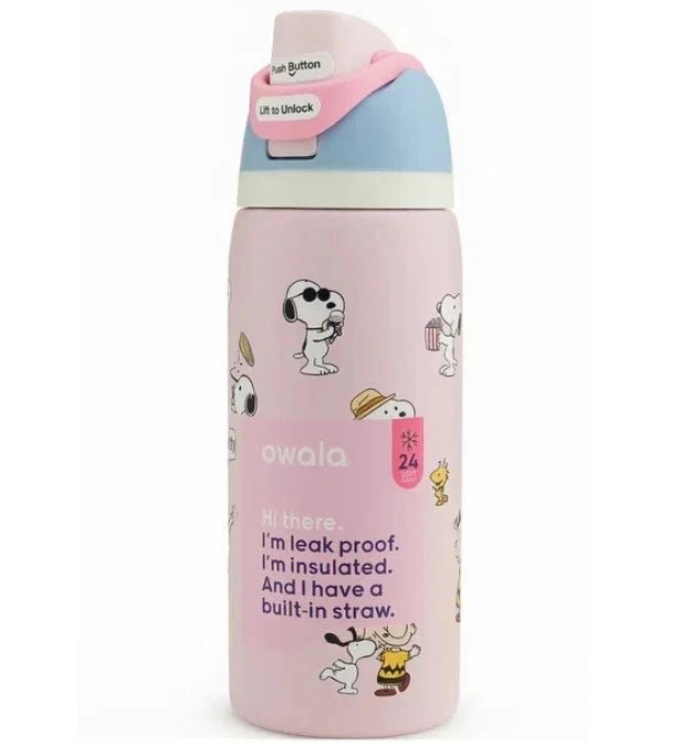 New Snoopy Owala 32oz Cherry Pink Water Bottle Stainless Steel Exclusive Edition - Hydrate Hub