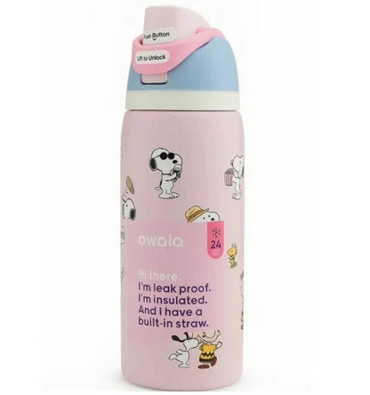 New Snoopy Owala 32oz Cherry Pink Water Bottle Stainless Steel Exclusive Edition - Hydrate Hub