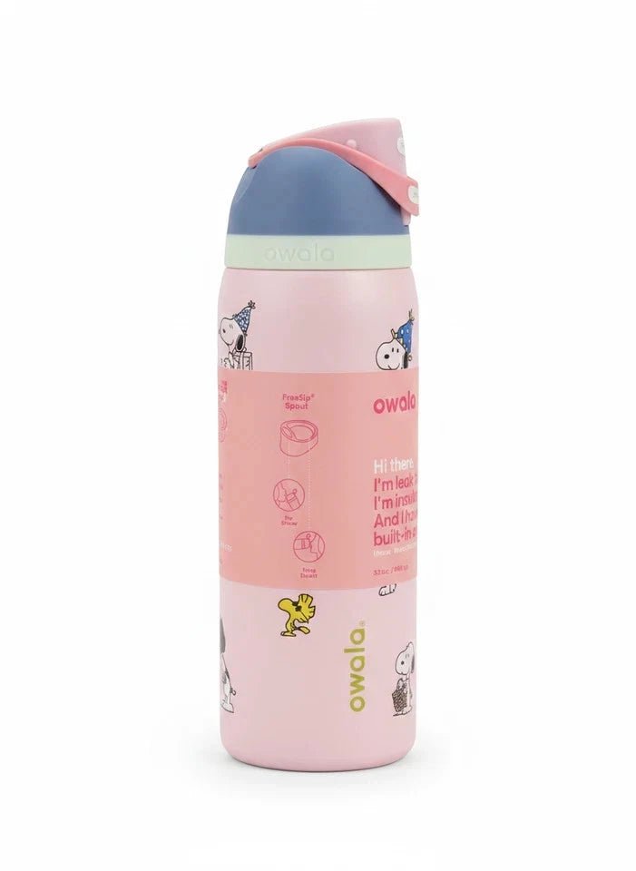 New Snoopy Owala 32oz Cherry Pink Water Bottle Stainless Steel Exclusive Edition - Hydrate Hub