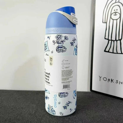 Owala FreeSip 32oz Water Bottle Delft Cats Limited Edition Stainless Steel - Hydrate Hub