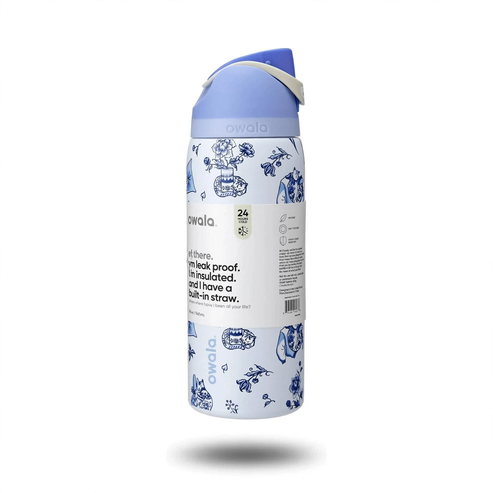 Owala FreeSip 32oz Water Bottle Delft Cats Limited Edition Stainless Steel - Hydrate Hub