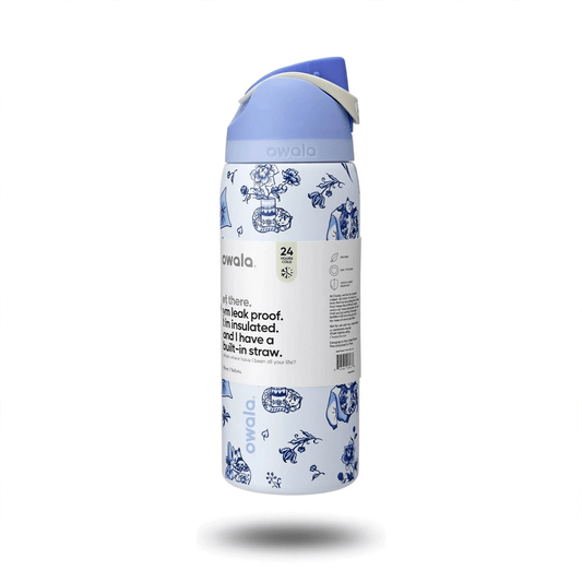 Owala FreeSip 32oz Water Bottle Delft Cats Limited Edition Stainless Steel - Hydrate Hub