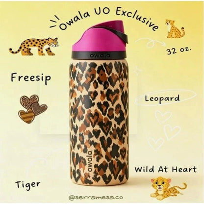 Owala FreeSip 32oz Wild At Heart UO Cheetah Leopard Print Water Bottle - Hydrate Hub