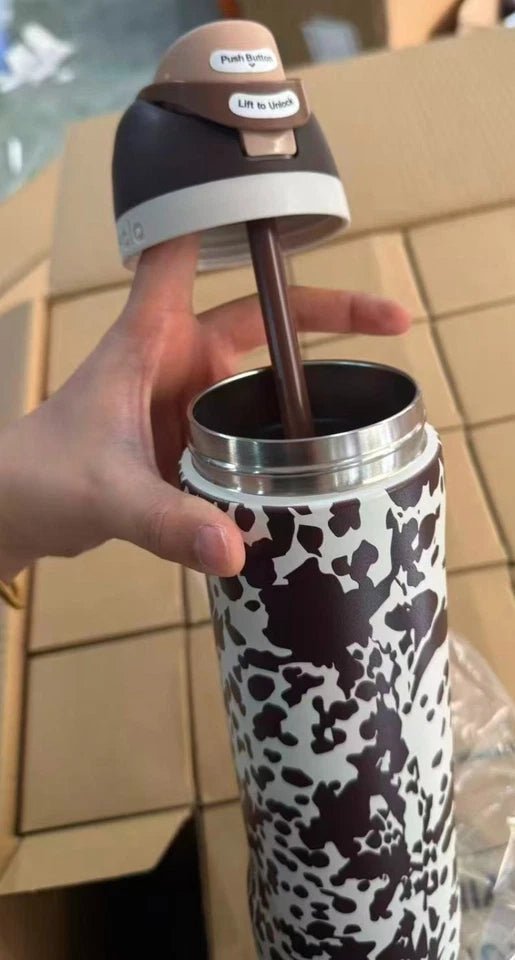 Owala Special Edition Cowgirl Core 24oz FreeSip Animal Print Cow Brown - Hydrate Hub