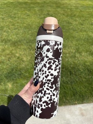 Owala Special Edition Cowgirl Core 24oz FreeSip Animal Print Cow Brown - Hydrate Hub