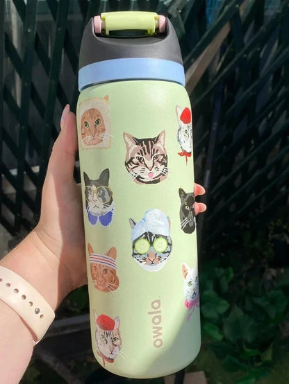 Limited Edition New Owala 32oz FreeSip Cat Collage Catwala Bottle
